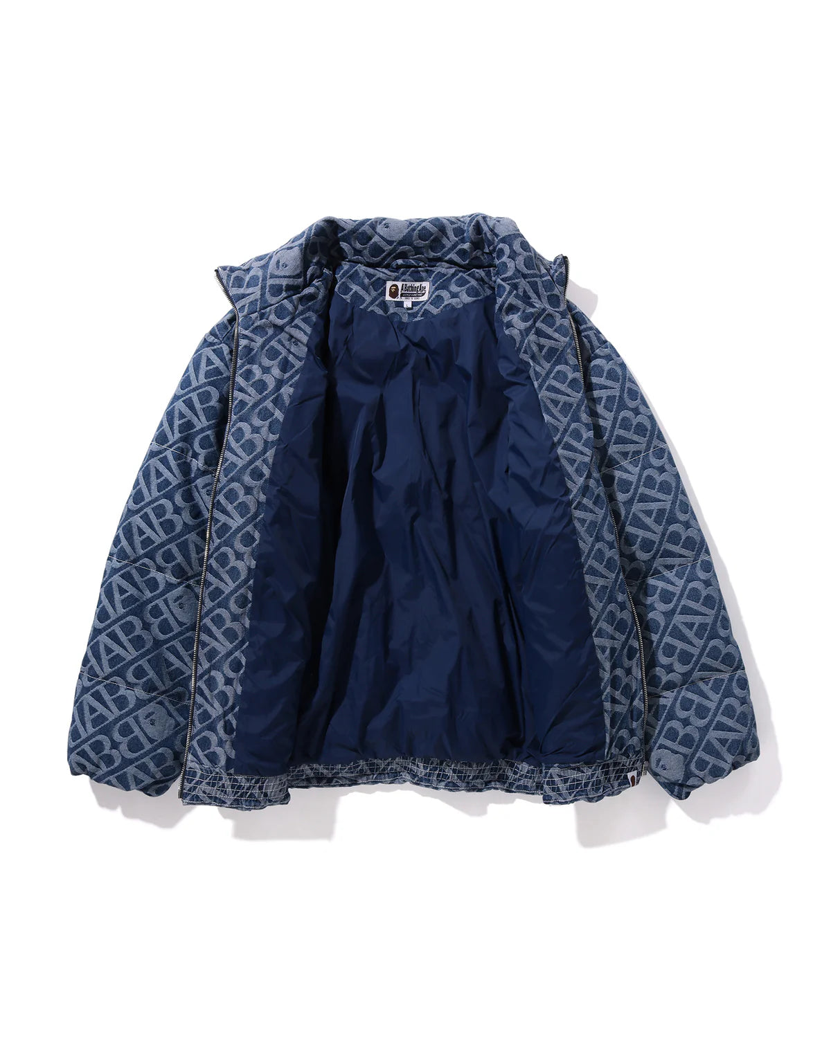 A BATHING APE Men Down Jackets Denim Monogram Puffer Down Jacket