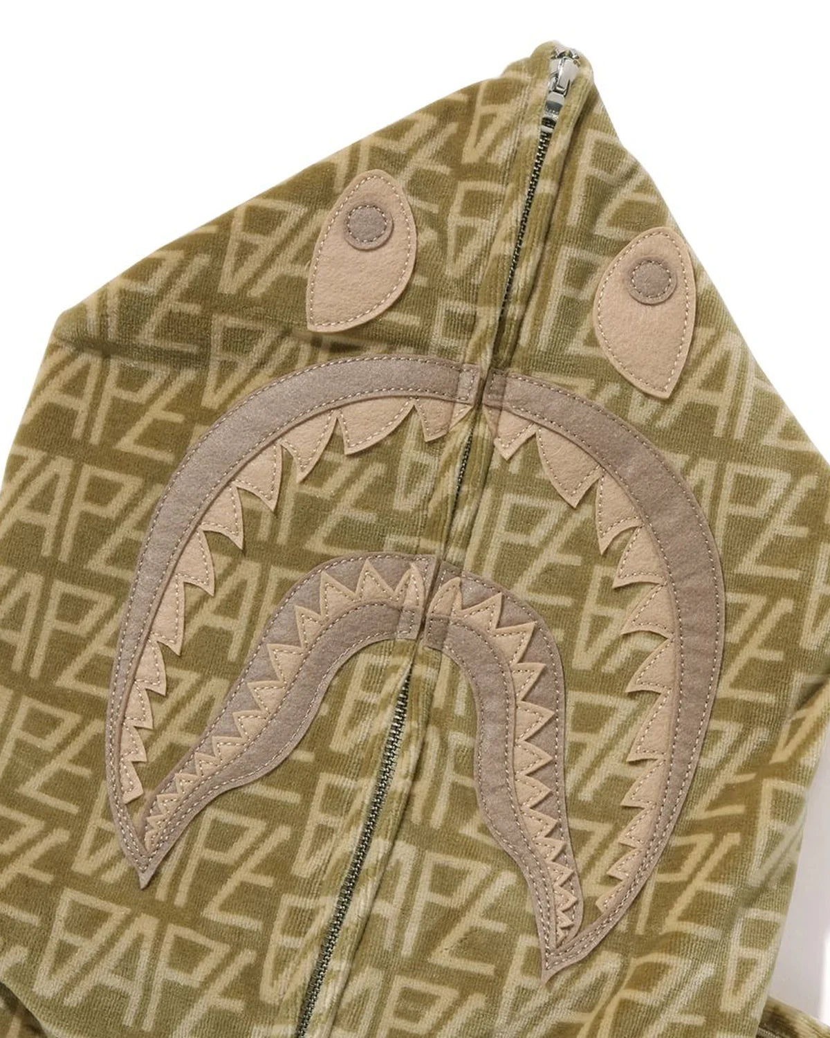 BAPE Logo Monogram Velour Shark Full Zip Hoodie