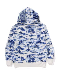 Palm Tree Camo Relaxed Fit Shark Full Zip Hoodie
