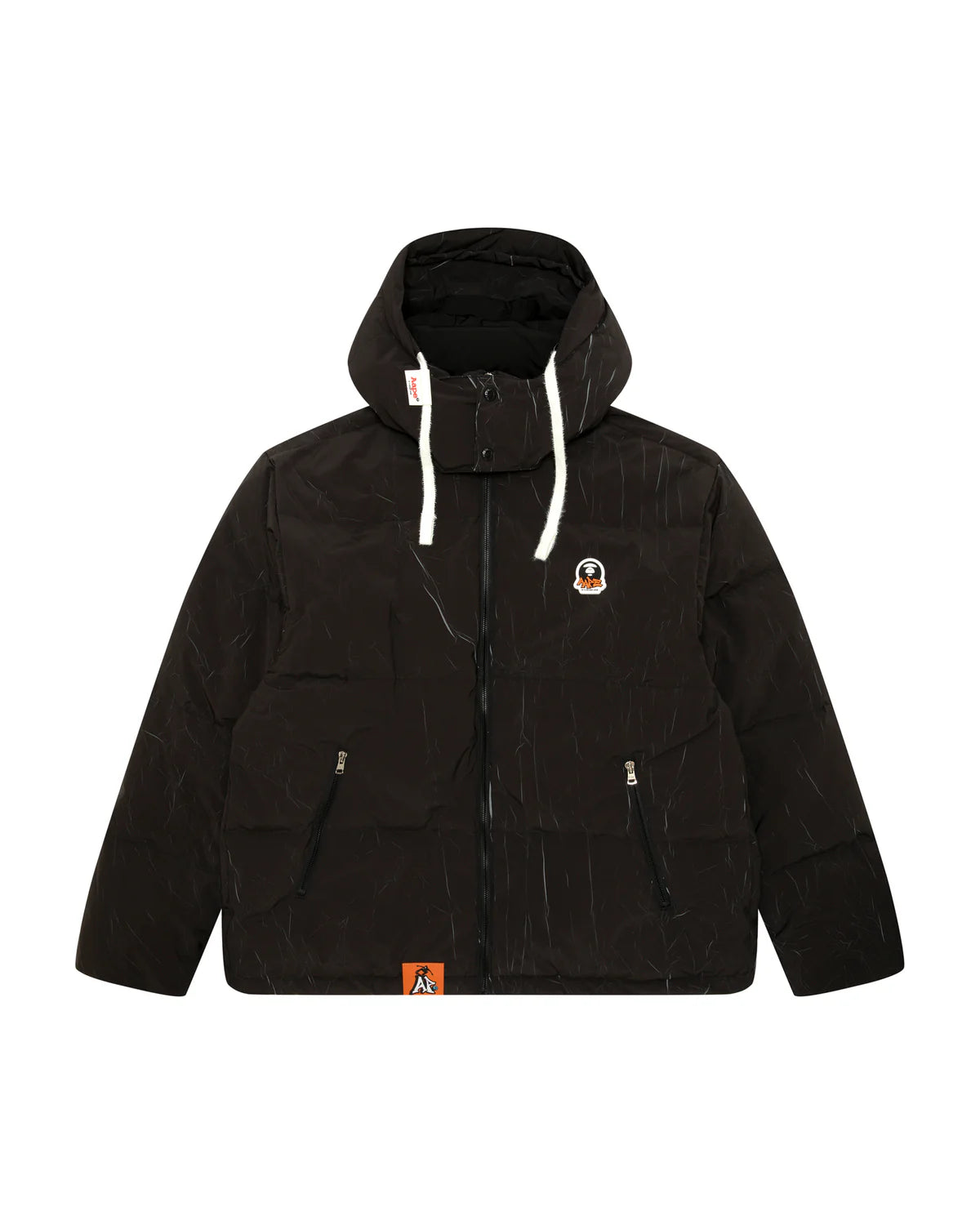 Moonface logo camo hooded puffer jacket