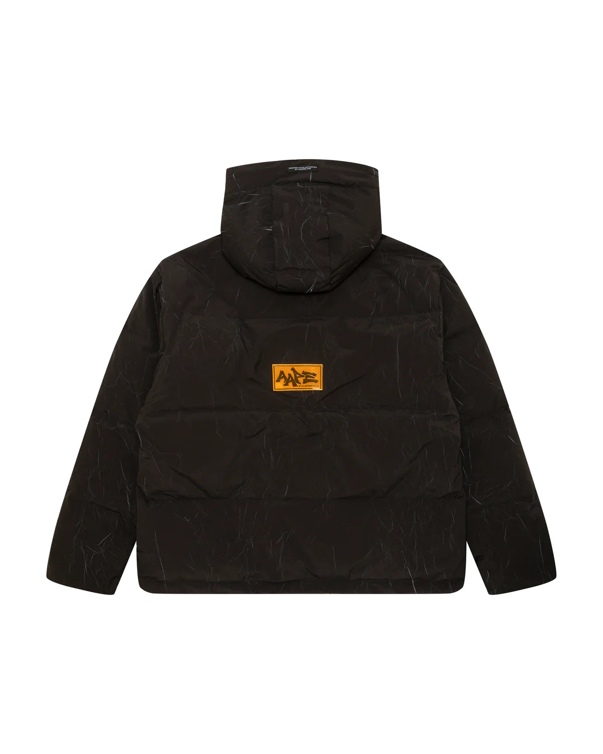 Moonface logo camo hooded puffer jacket