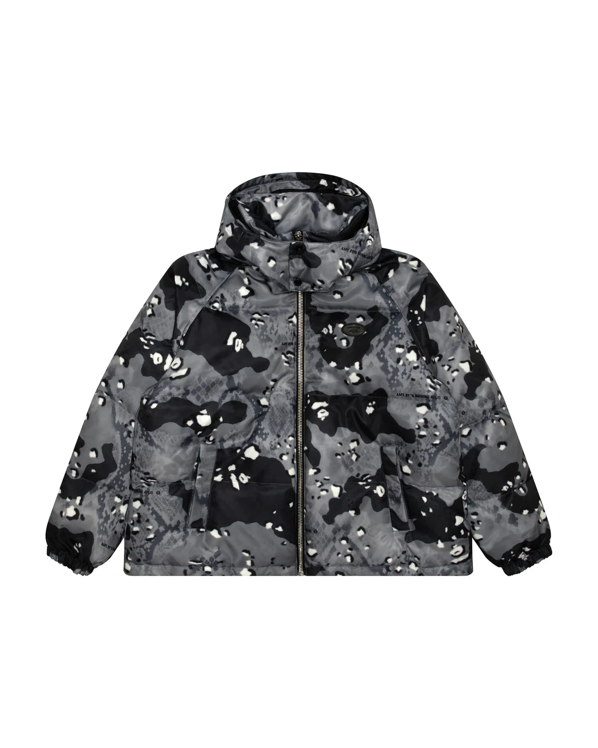 Moonface logo camo puffer jacket
