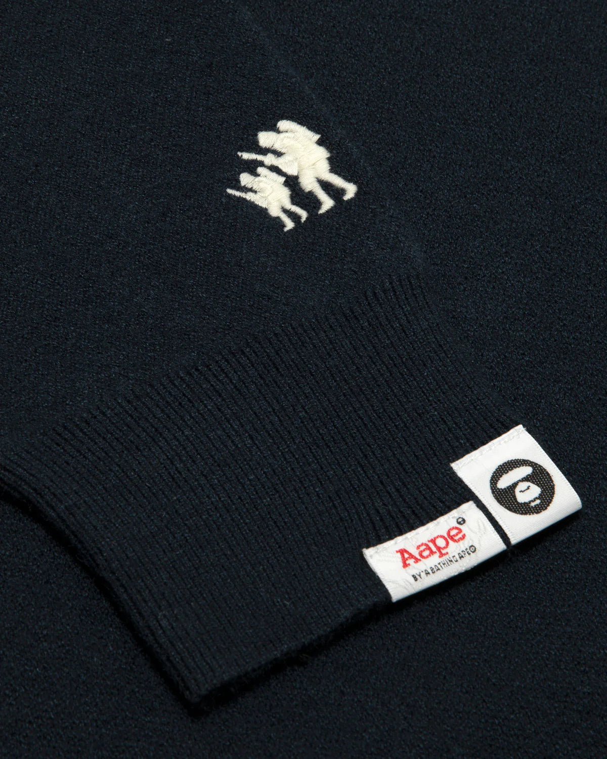 AAPE UNVS moonface logo crew neck knit sweatshirt