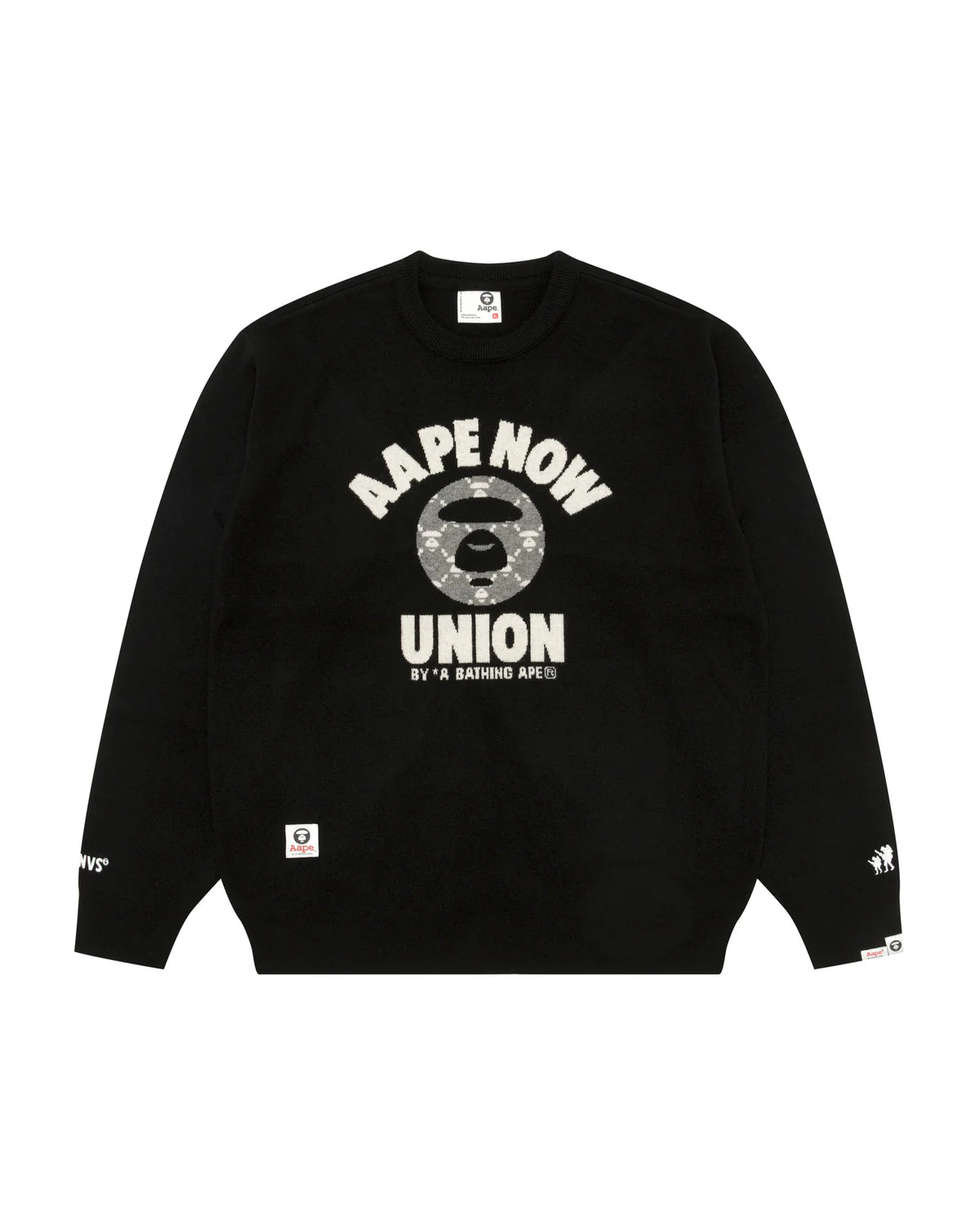 AAPENOW moonface logo crew neck knit pullover