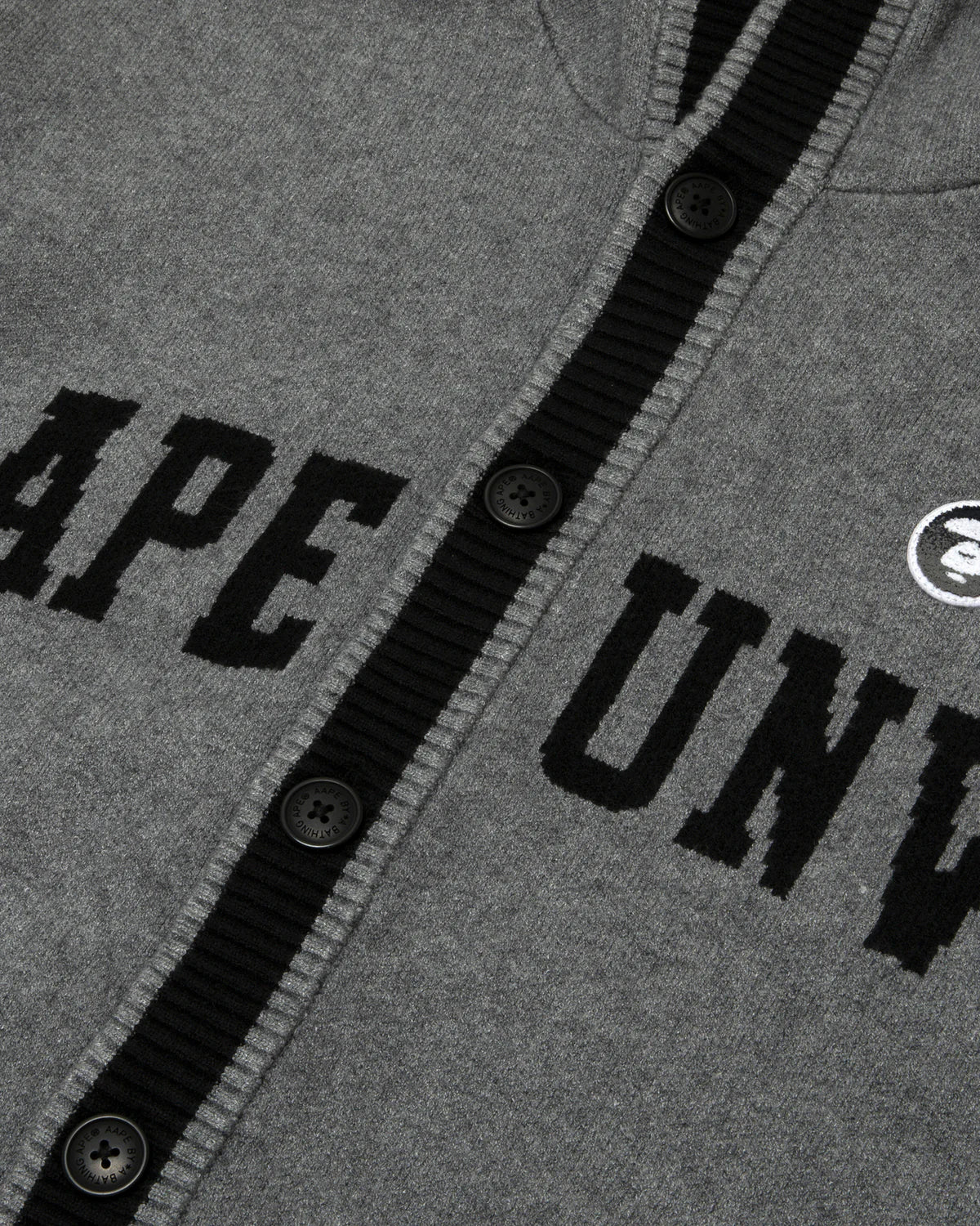 AAPE UNVS moonface logo hooded cardigan