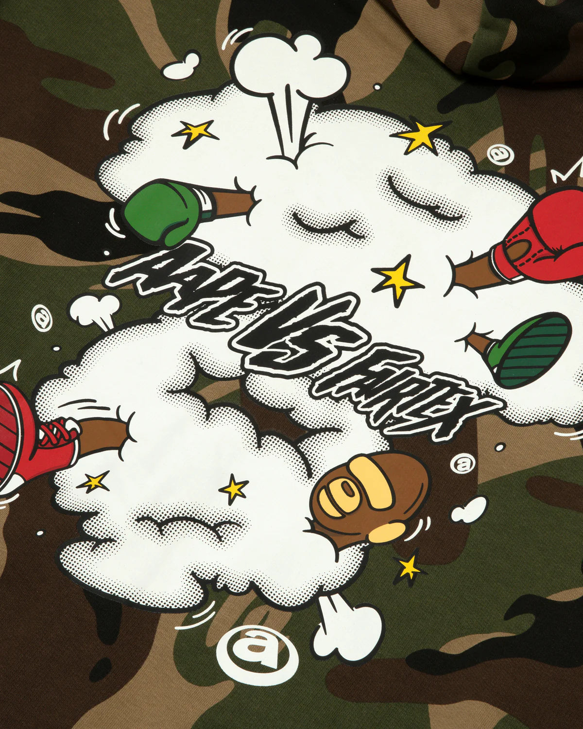 Moonface logo camo zip-up hoodie