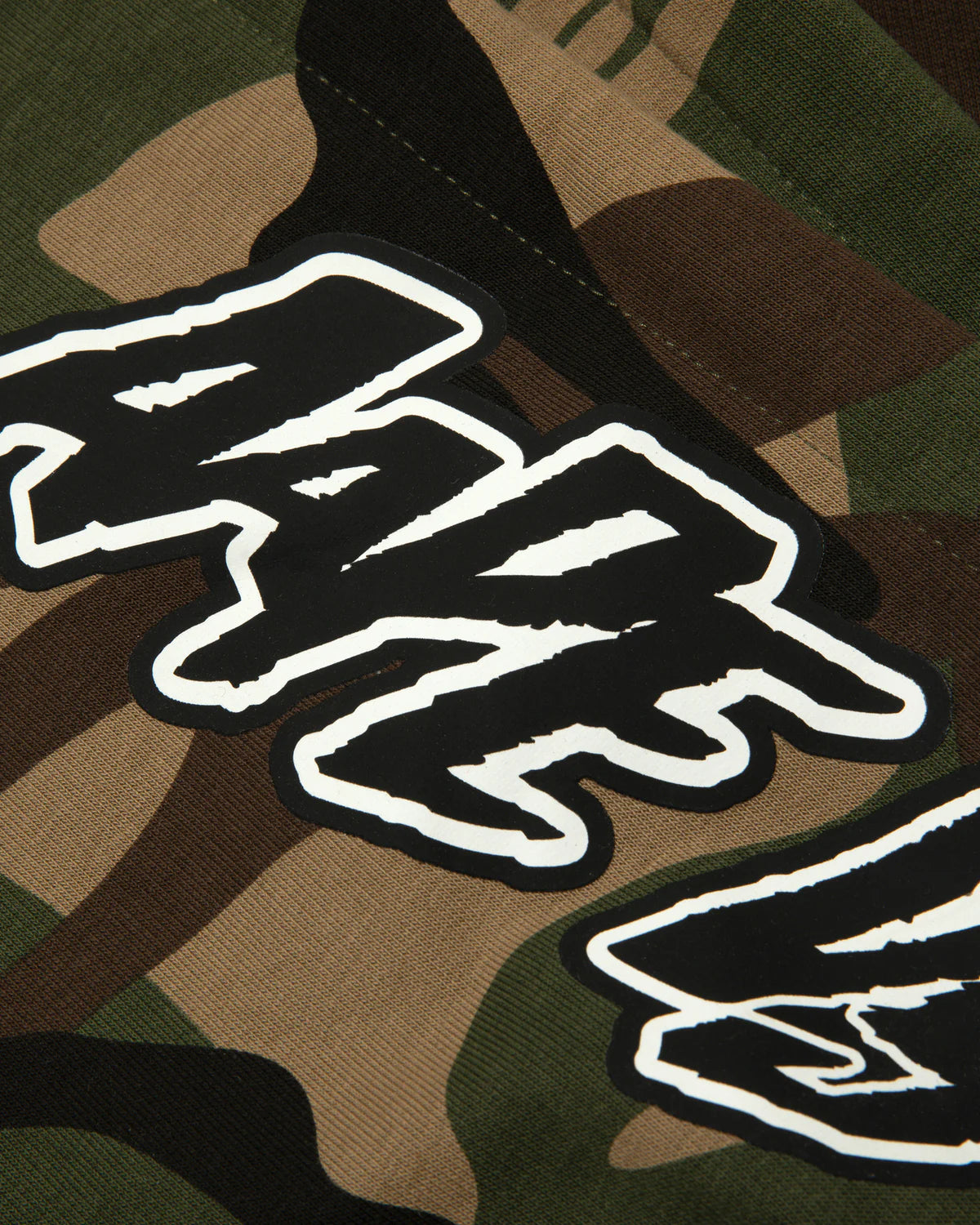 Moonface logo camo zip-up hoodie