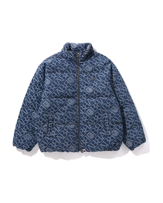 A BATHING APE Men Down Jackets Denim Monogram Puffer Down Jacket