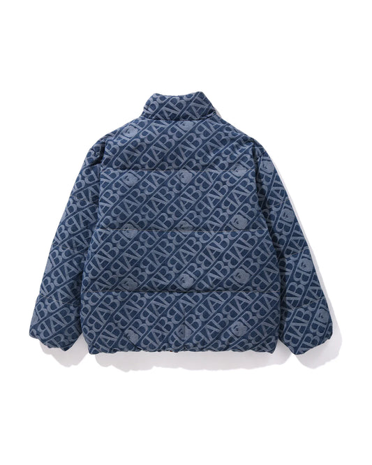 A BATHING APE Men Down Jackets Denim Monogram Puffer Down Jacket