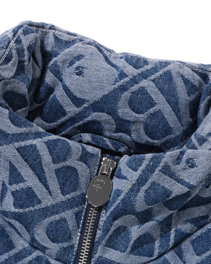 A BATHING APE Men Down Jackets Denim Monogram Puffer Down Jacket