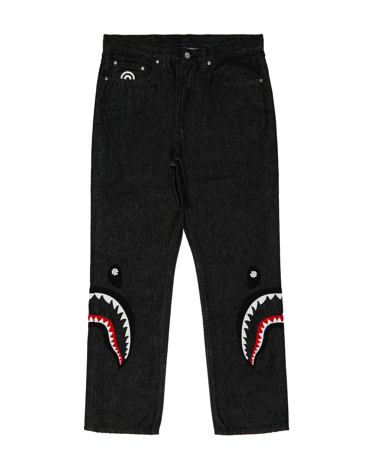 Pearl Side Shark Relaxed Fit Denim Pants