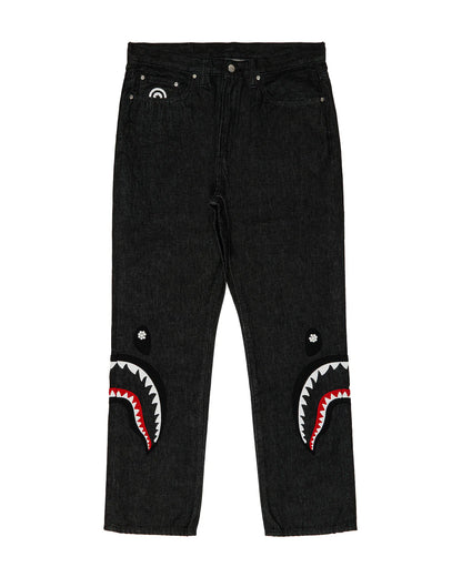 Pearl Side Shark Relaxed Fit Denim Pants