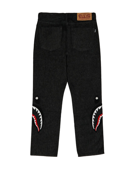Pearl Side Shark Relaxed Fit Denim Pants