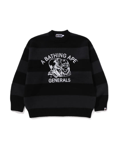 General Head Motif Stripe Relaxed Fit Sweater