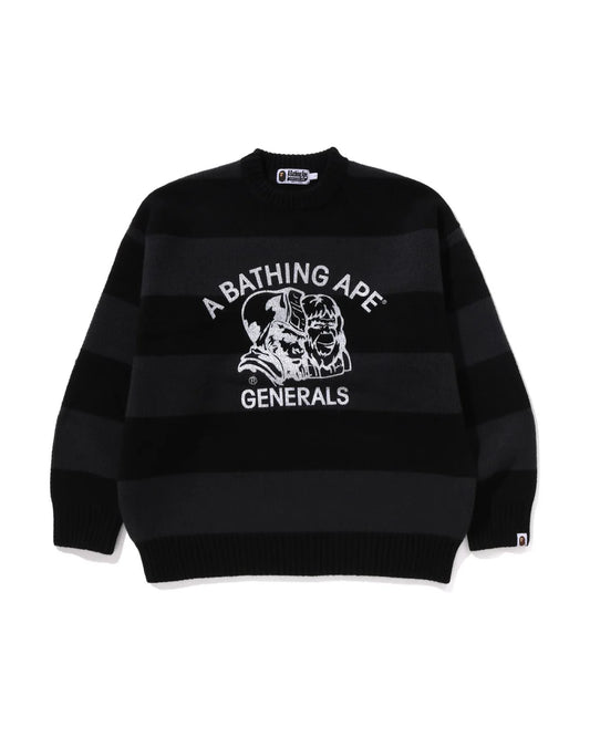 General Head Motif Stripe Relaxed Fit Sweater