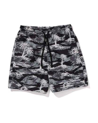 Palm Tree Camo Relaxed Fit Beach Shorts