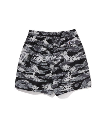 Palm Tree Camo Relaxed Fit Beach Shorts
