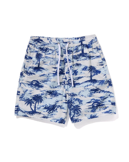 Palm Tree Camo Relaxed Fit Beach Shorts