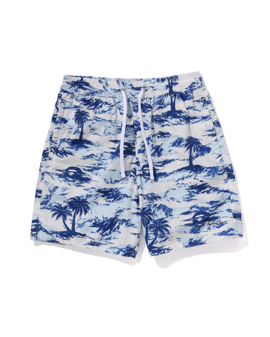 Palm Tree Camo Relaxed Fit Beach Shorts