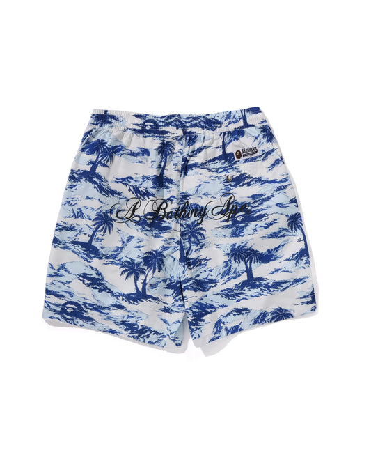 Palm Tree Camo Relaxed Fit Beach Shorts
