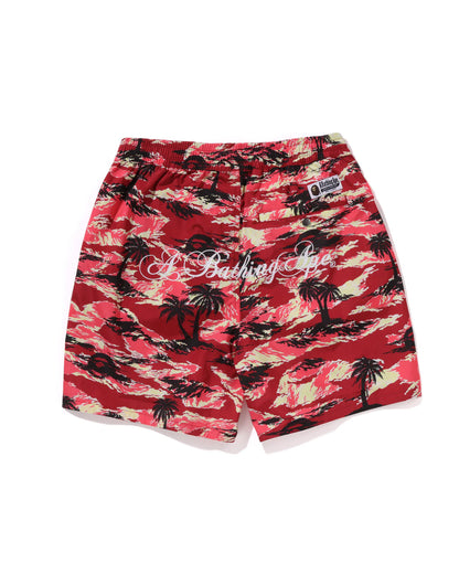 Palm Tree Camo Relaxed Fit Beach Shorts
