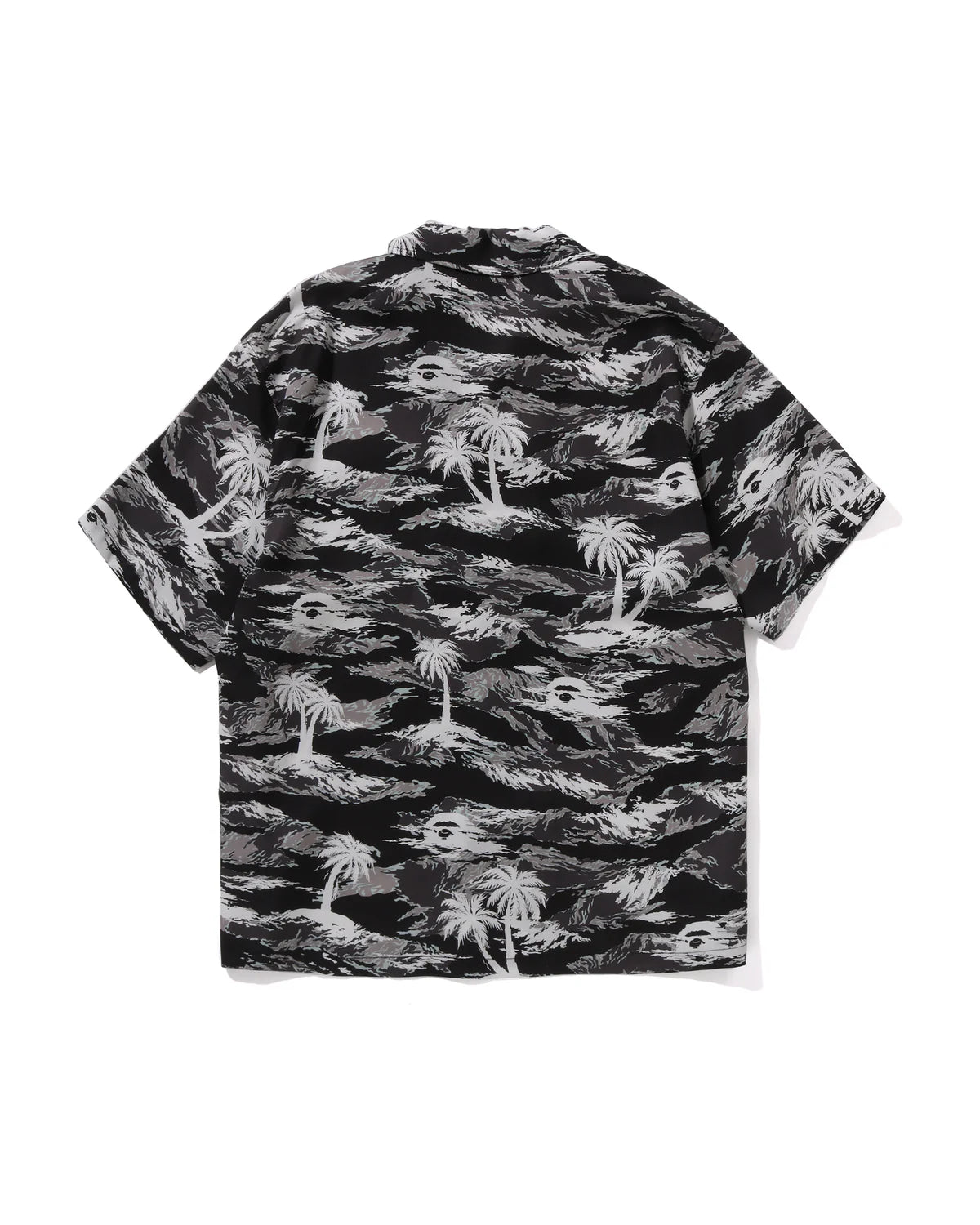 Palm Tree Camo Open Collar Pocket Ss Shirt