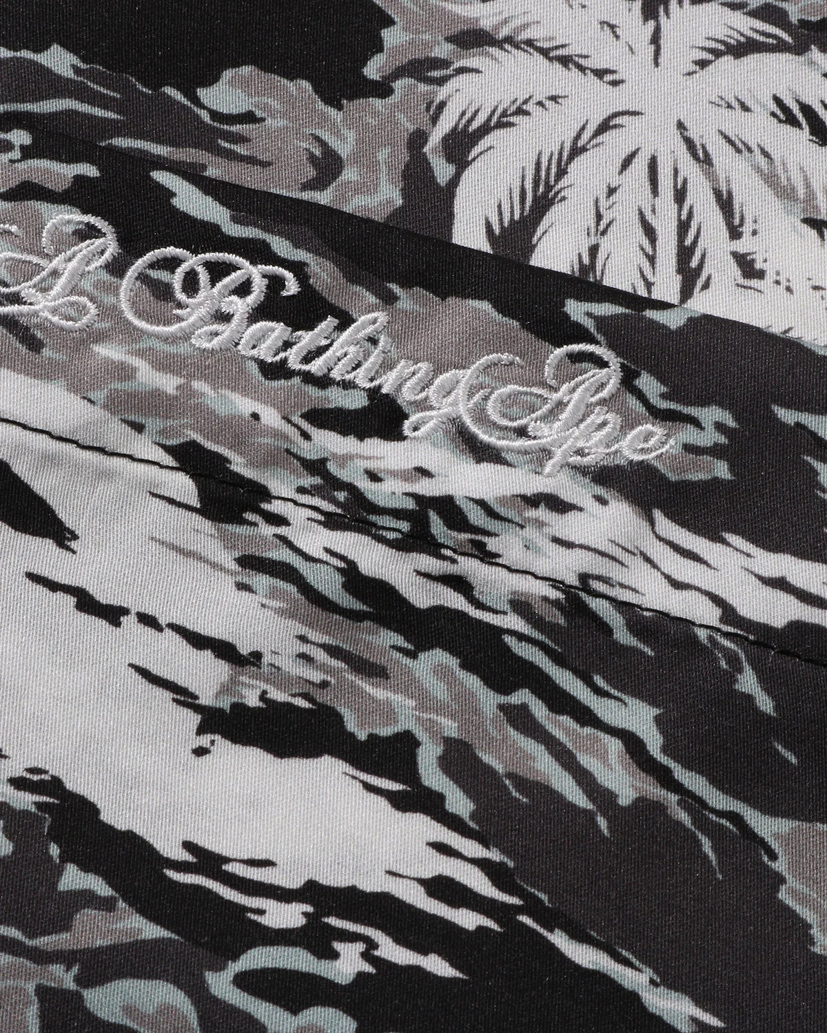 Palm Tree Camo Open Collar Pocket Ss Shirt