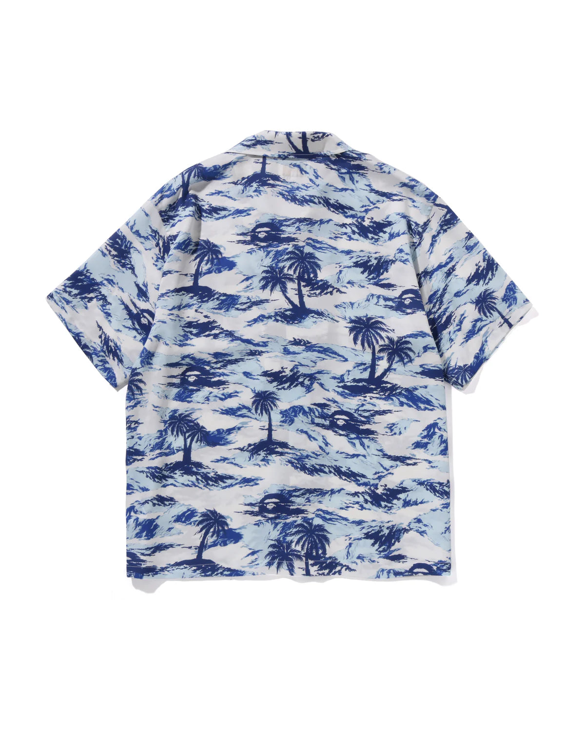 Palm Tree Camo Open Collar Pocket Ss Shirt
