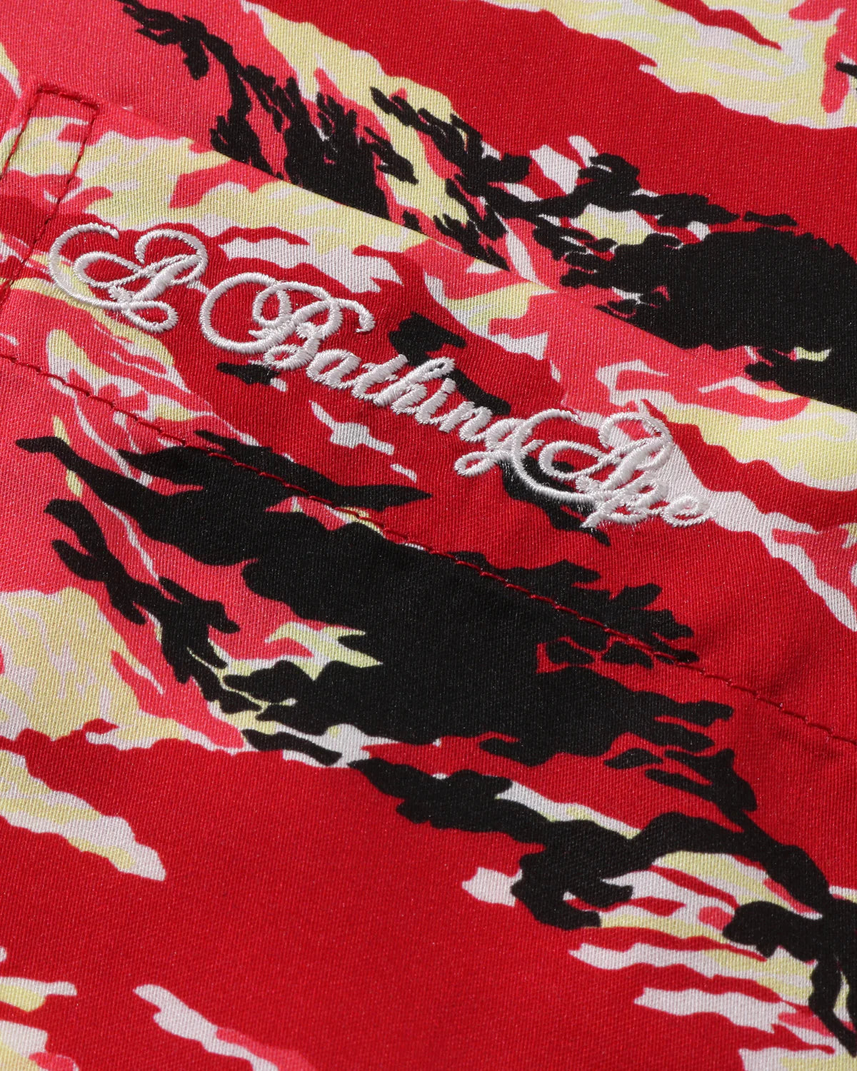 Palm Tree Camo Open Collar Pocket Ss Shirt