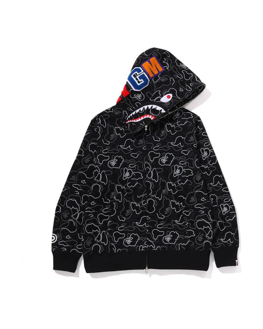 Neon Camo Shark Full Zip Hoodie