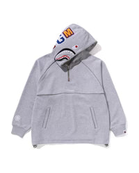 Shark Logo Half Zip Relaxed Fit Pullover Hoodie