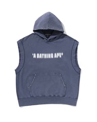 Studded Garment Dye Logo Sleeveless Pullover Hoodie