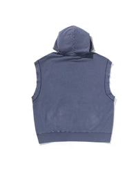 Studded Garment Dye Logo Sleeveless Pullover Hoodie