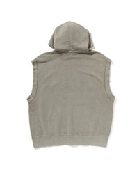 Studded Garment Dye Logo Sleeveless Pullover Hoodie