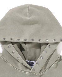 Studded Garment Dye Logo Sleeveless Pullover Hoodie