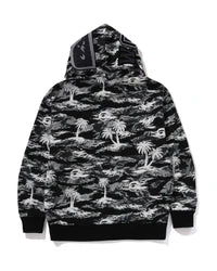 Palm Tree Camo Relaxed Fit Shark Full Zip Hoodie