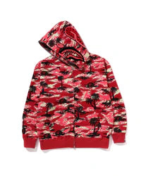 Palm Tree Camo Relaxed Fit Shark Full Zip Hoodie