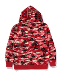 Palm Tree Camo Relaxed Fit Shark Full Zip Hoodie