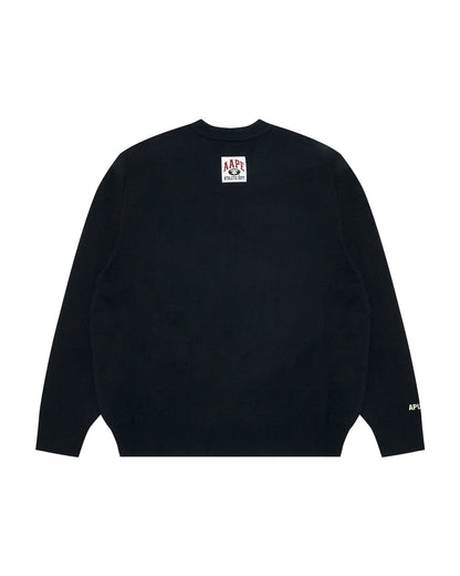 AAPE UNVS moonface logo crew neck knit sweatshirt
