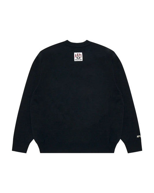 AAPE UNVS moonface logo crew neck knit sweatshirt