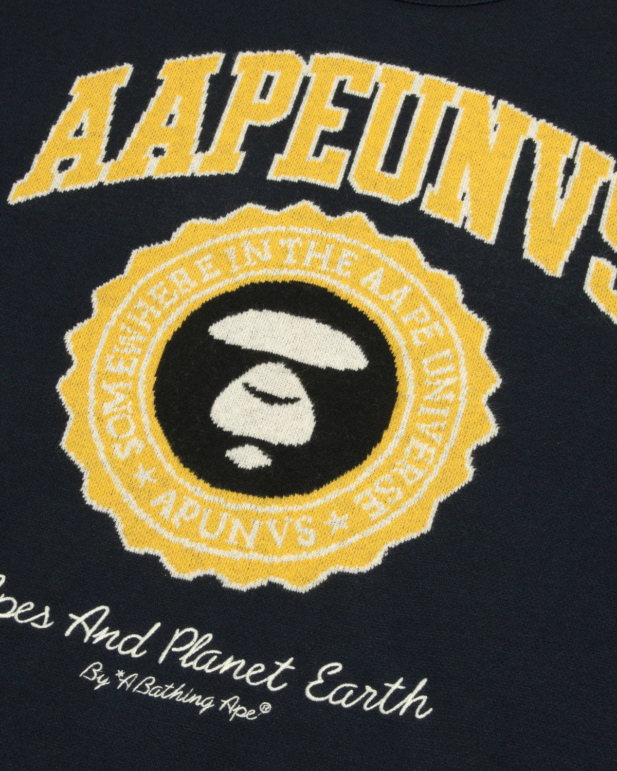 AAPE UNVS moonface logo crew neck knit sweatshirt