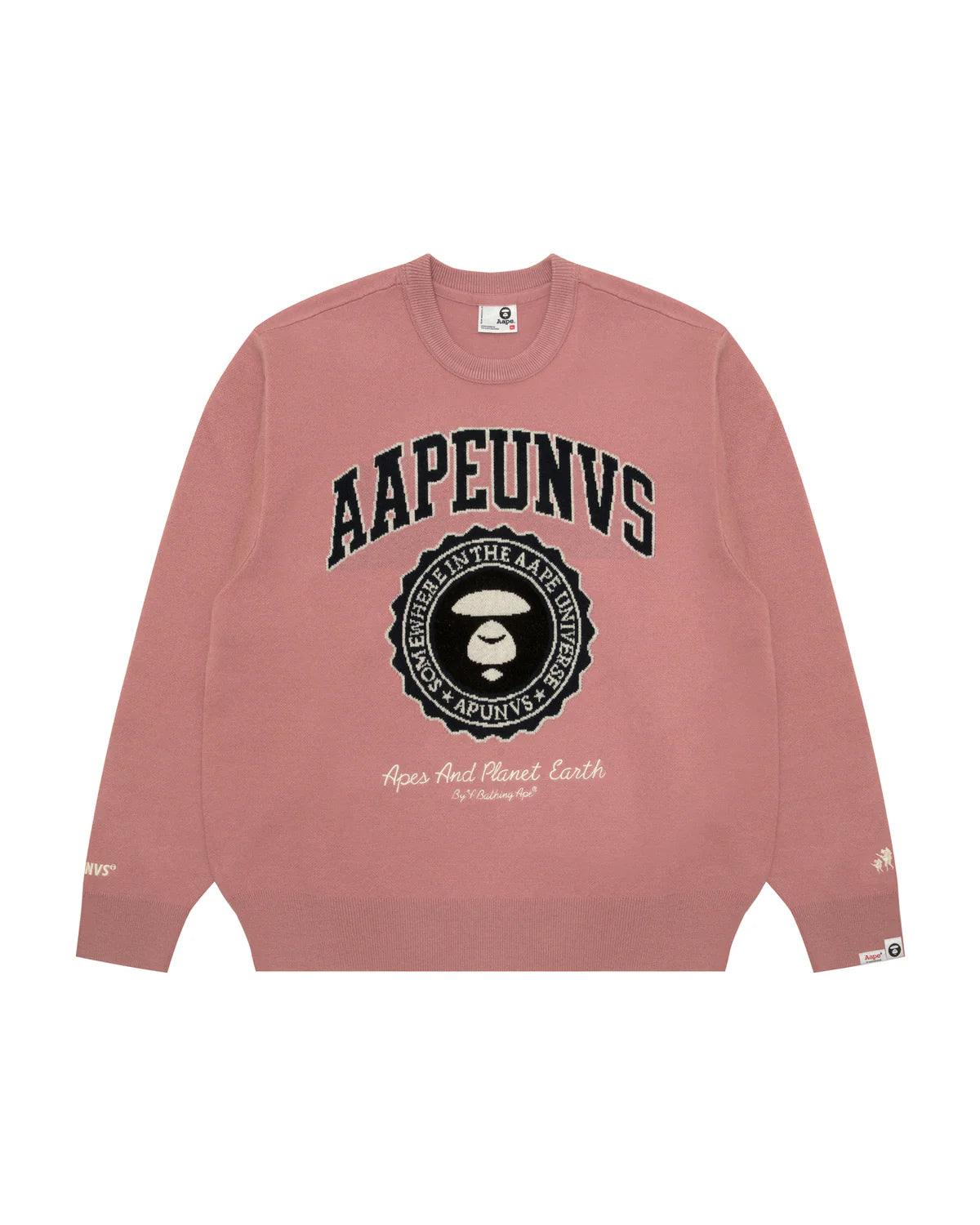 AAPE UNVS moonface logo crew neck knit sweatshirt