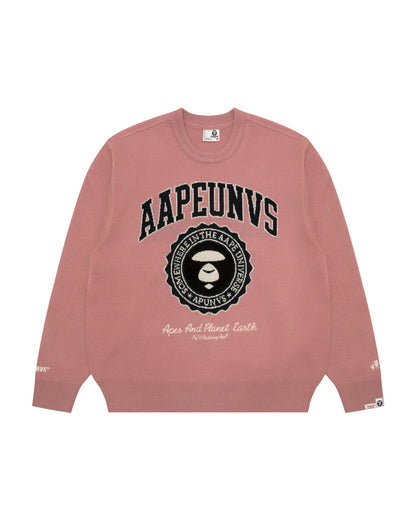 AAPE UNVS moonface logo crew neck knit sweatshirt