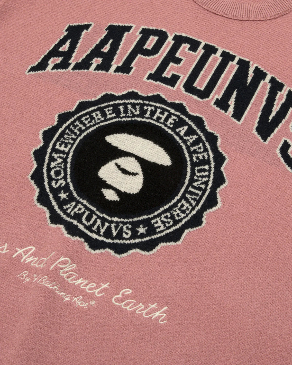 AAPE UNVS moonface logo crew neck knit sweatshirt