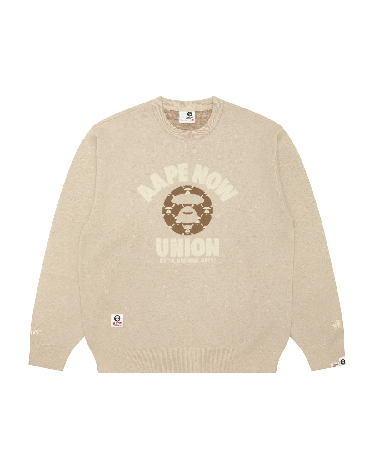 AAPENOW moonface logo crew neck knit pullover