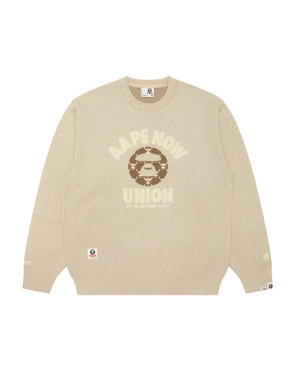 AAPENOW moonface logo crew neck knit pullover