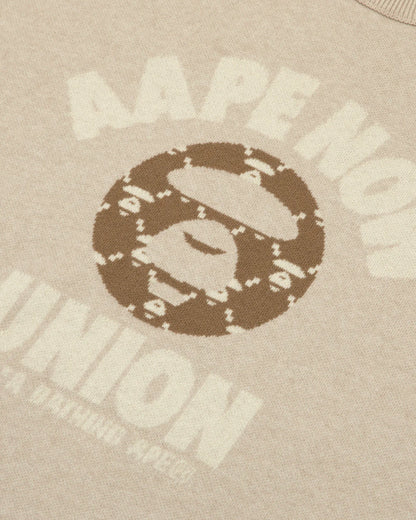 AAPENOW moonface logo crew neck knit pullover
