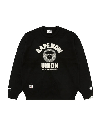 AAPENOW moonface logo crew neck knit pullover