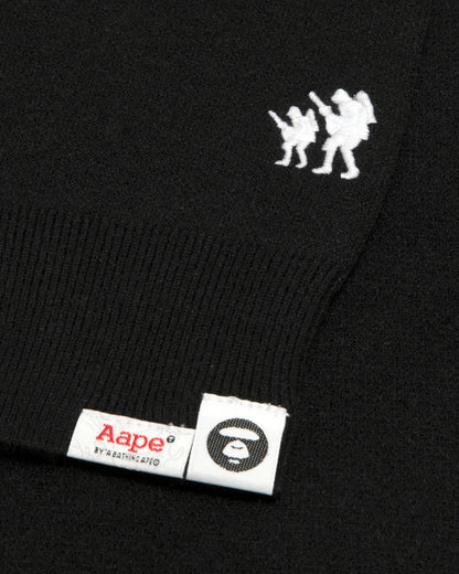 AAPENOW moonface logo crew neck knit pullover