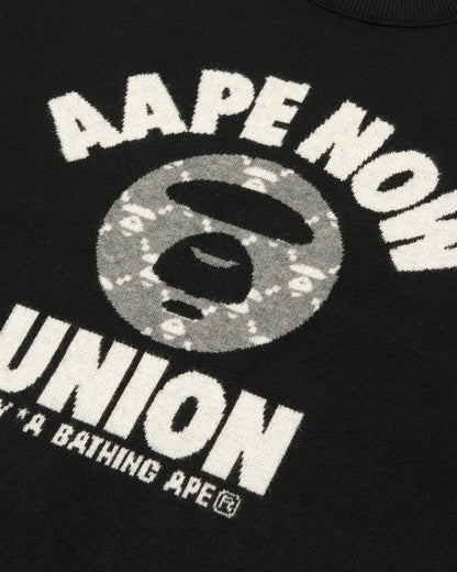AAPENOW moonface logo crew neck knit pullover